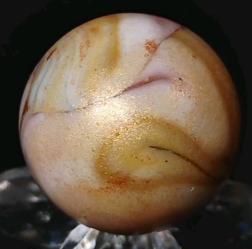 .69″ COVERED IN GOLD LUTZ UNIQUE JABO/D.A.S. MARBLES💥SWIRL TOYS MINT