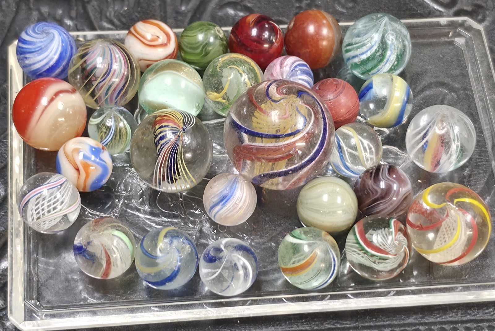 Lot of 24 Antique Handmade German Marbles Multi Colored and Sizes