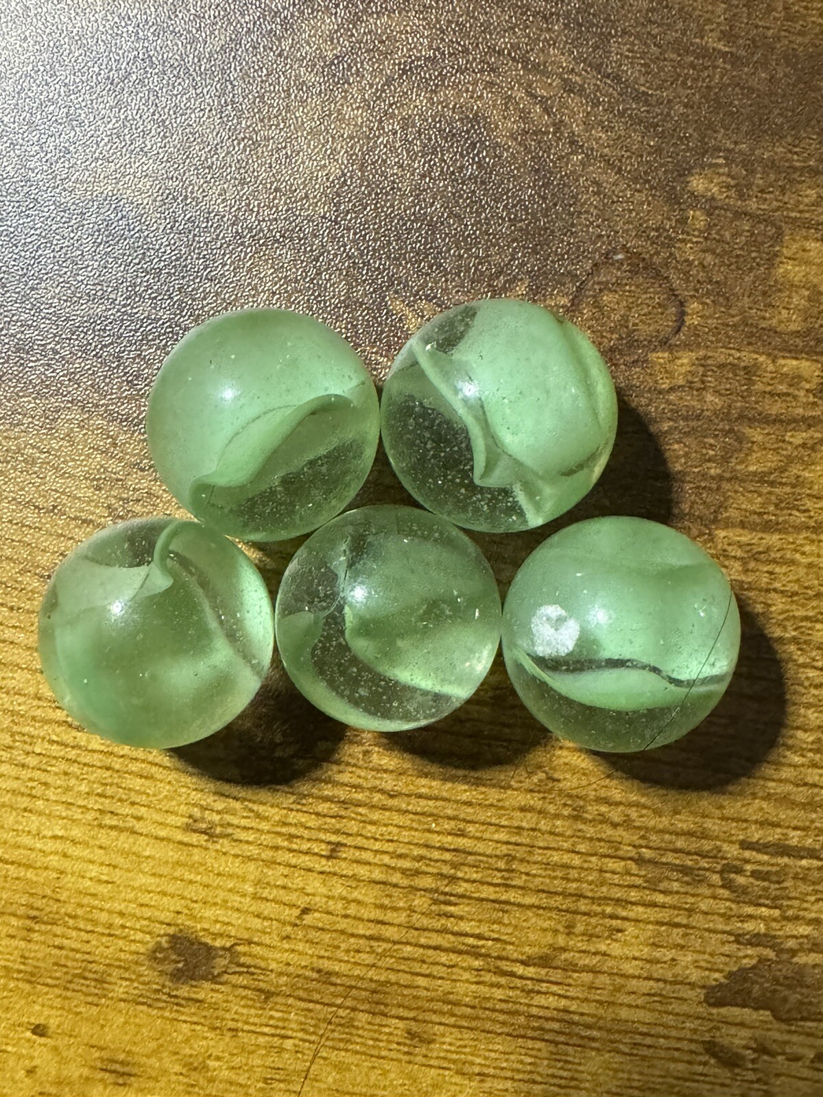 5 Vintage Large Green Cat’s Eye Shooter Marble 25.4mm or 1 inch