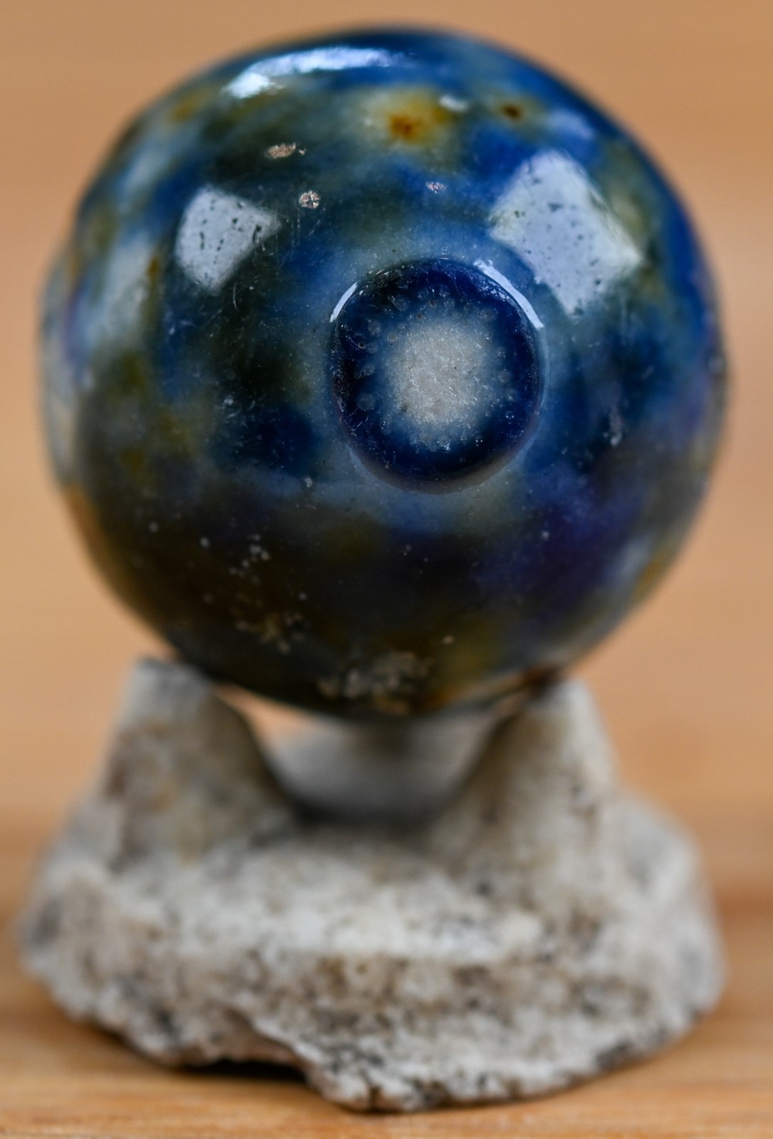 Fancy Handmade Bennington Marble & Old German Firing Stand, 0.75 inch Mint S1700