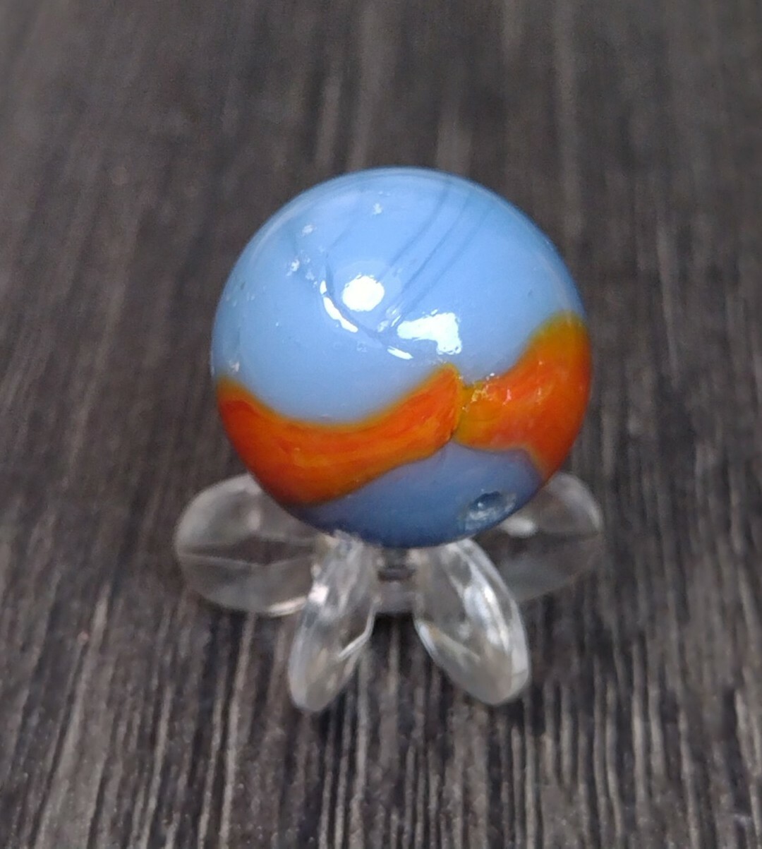 ROBIN BLUE & ORANGE PELTIER RAINBO Ribbon Patch Old Toys VINTAGE Marbles .60″