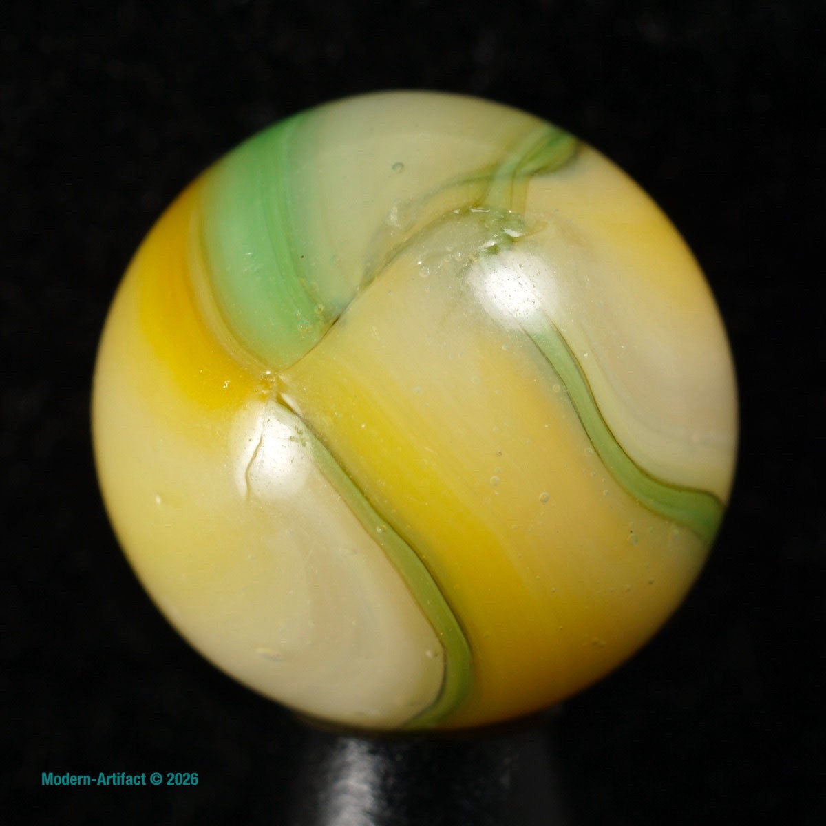 😎👍 Vtg Marbles RARE Peltier GREEN ANGEL* NLR MARBLE Muddy base 9/16″ -0 .55″