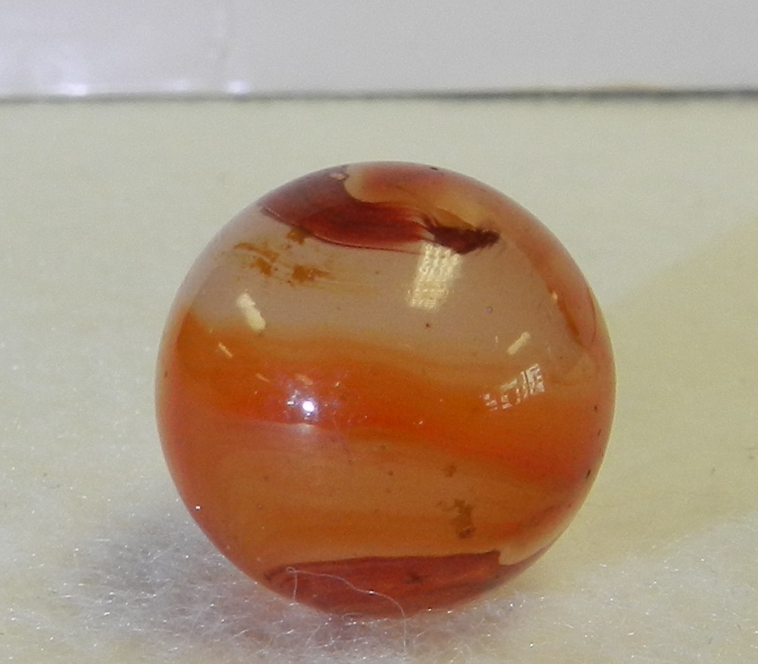 20652m Large .75 Vintage Akro Agate Carnelian Oxblood Corkscrew Shooter Marble