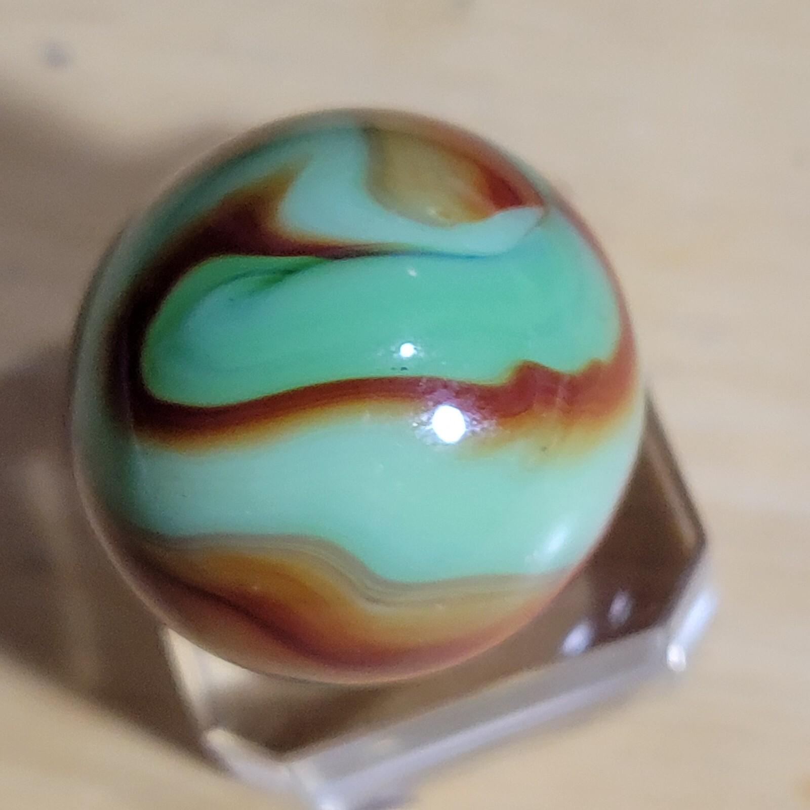 POLISHED MINT ALLEY AGATE WOODLAND CAMO 1932-1936 PENNSBORO BOULDER .939″ 2B/22