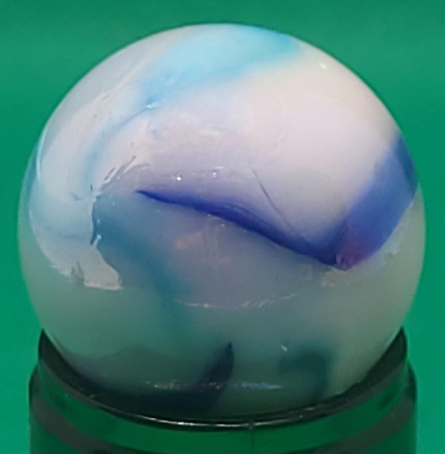 Vintage Peltier Rainbo Blue Zebra Swirl Marble Shooter 26mm