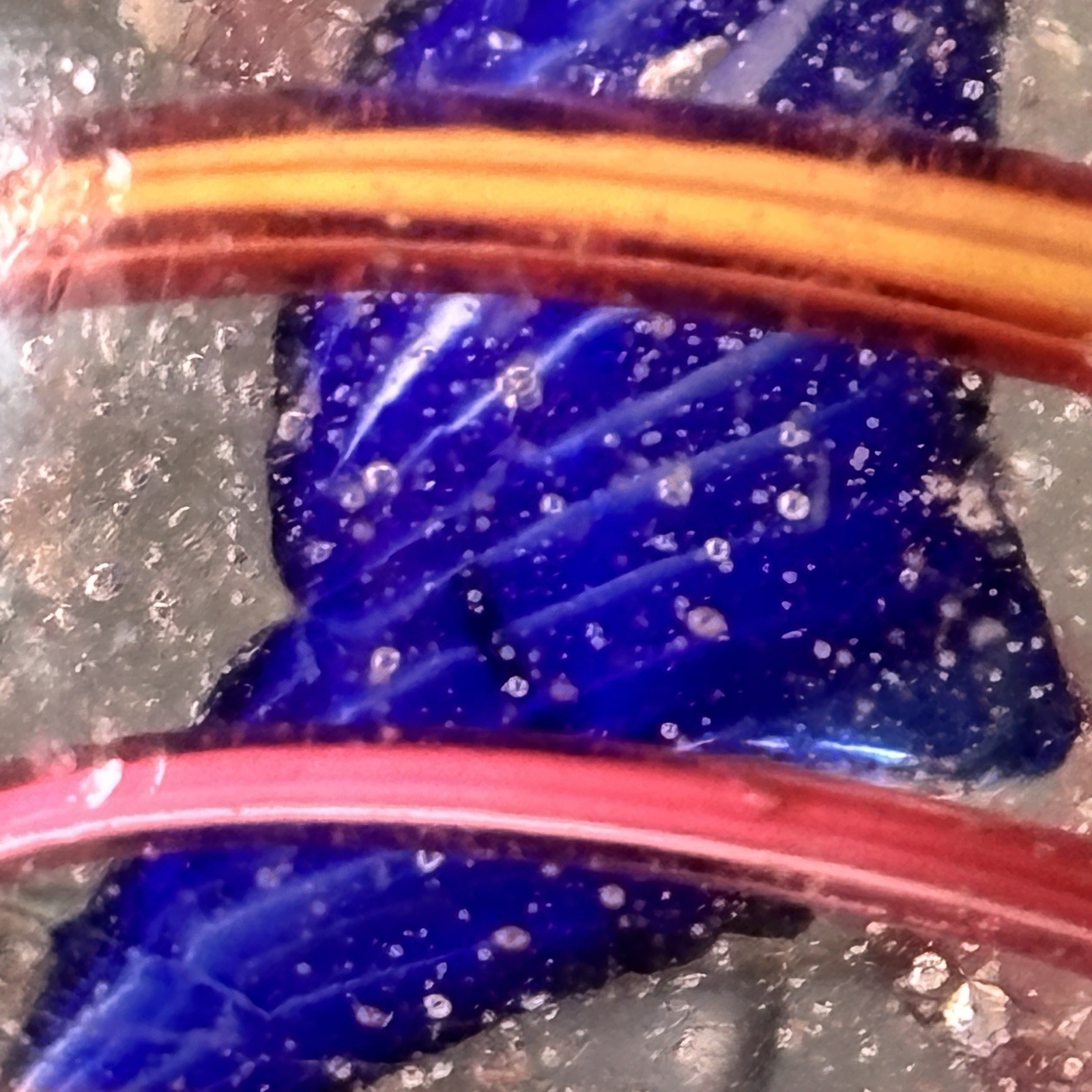 💥Antique German Handmade Divided RARE Blue Jelly Core Marble 2.01” Superb NM💥