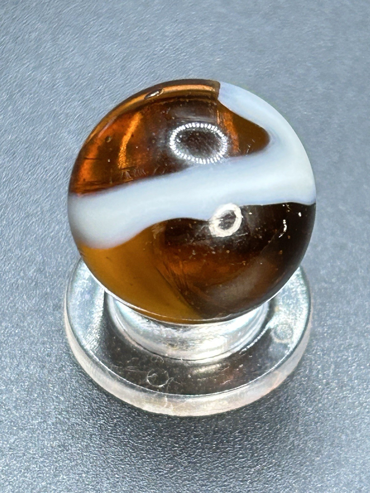 Vintage Classic Akro Agate Golden Amber Snake Spiral Marble 0.709”
