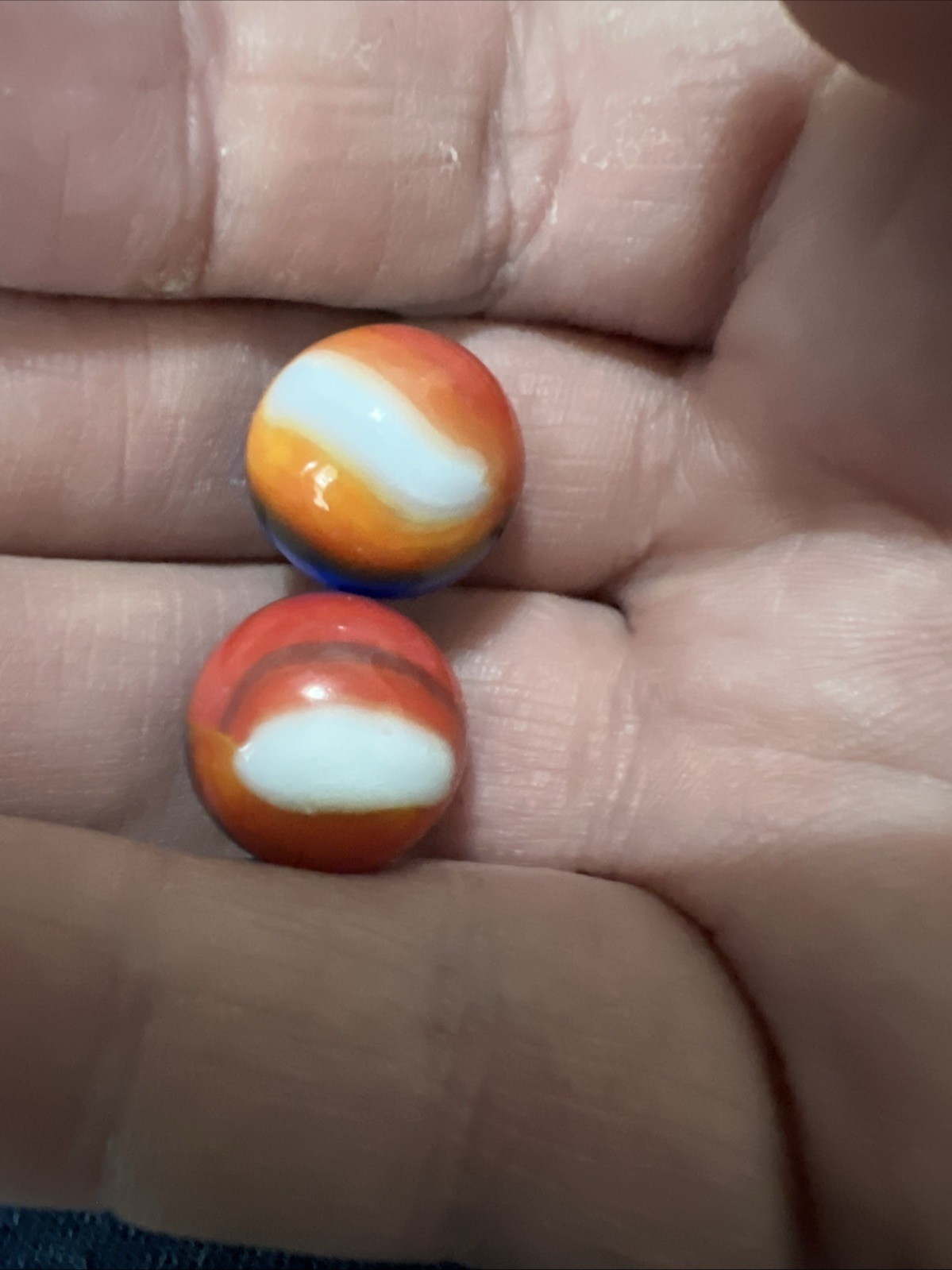 vintage milkglass red white & blue marble lot of 2