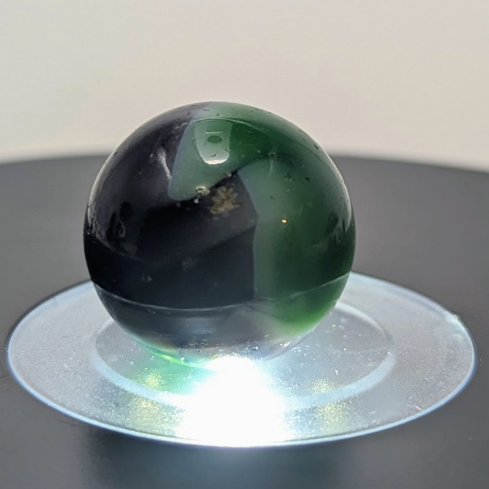Vintage 1930s West Virginia Swirl Shooter Marble 0.86″ Translucent Green Purple