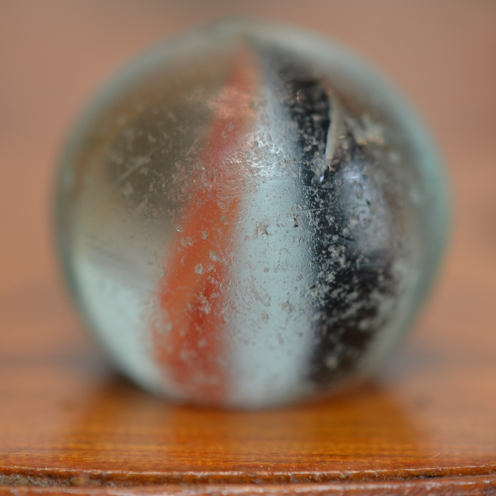 Handmade Naked Ribbon Core Marble, 11/16 in, Good, Germany, 1860-1920, S1533