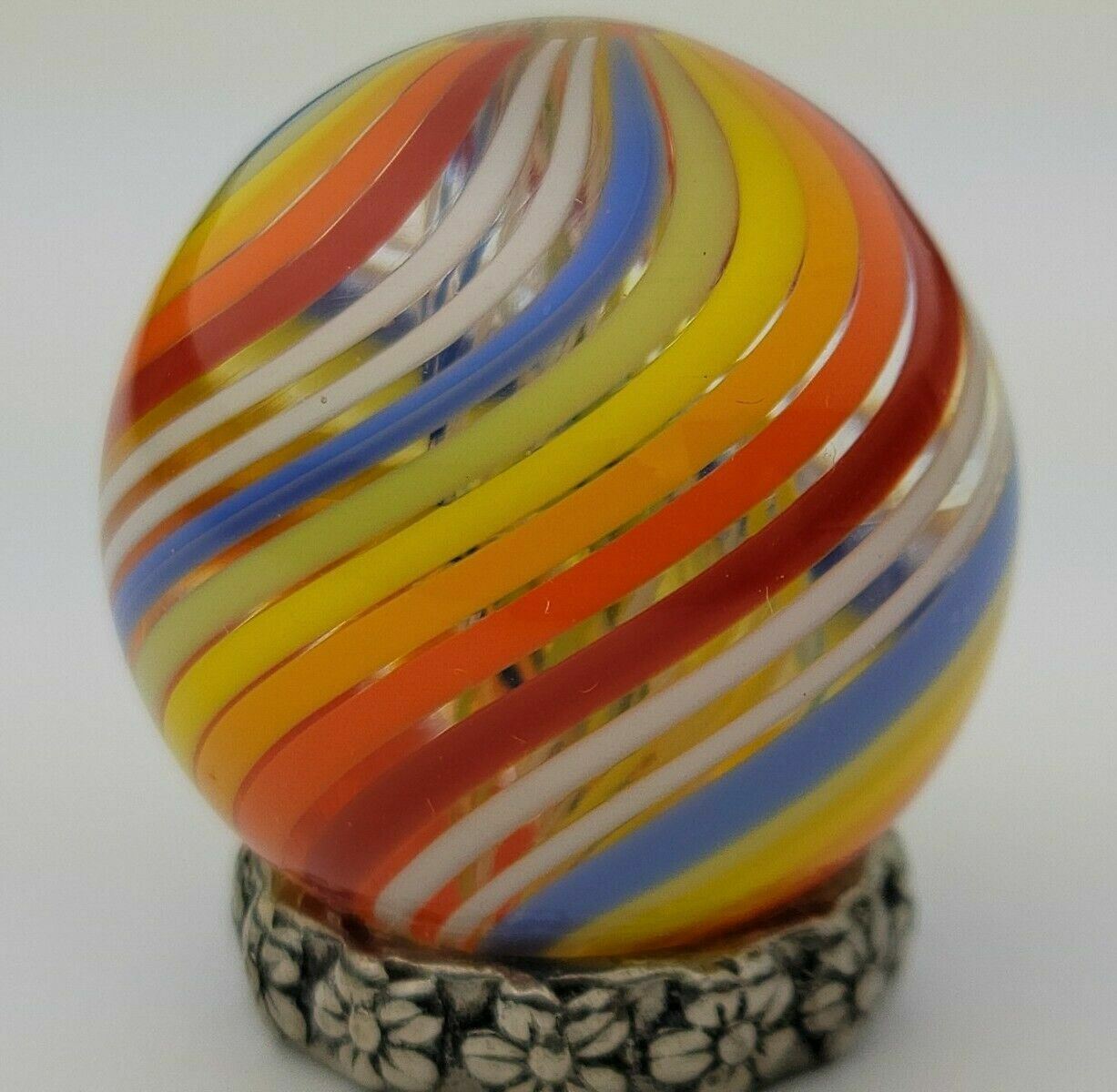 Handmade Contemporary Art Glass Rainbow Shooter Marble 1.17″ Diameter Jody Fine?