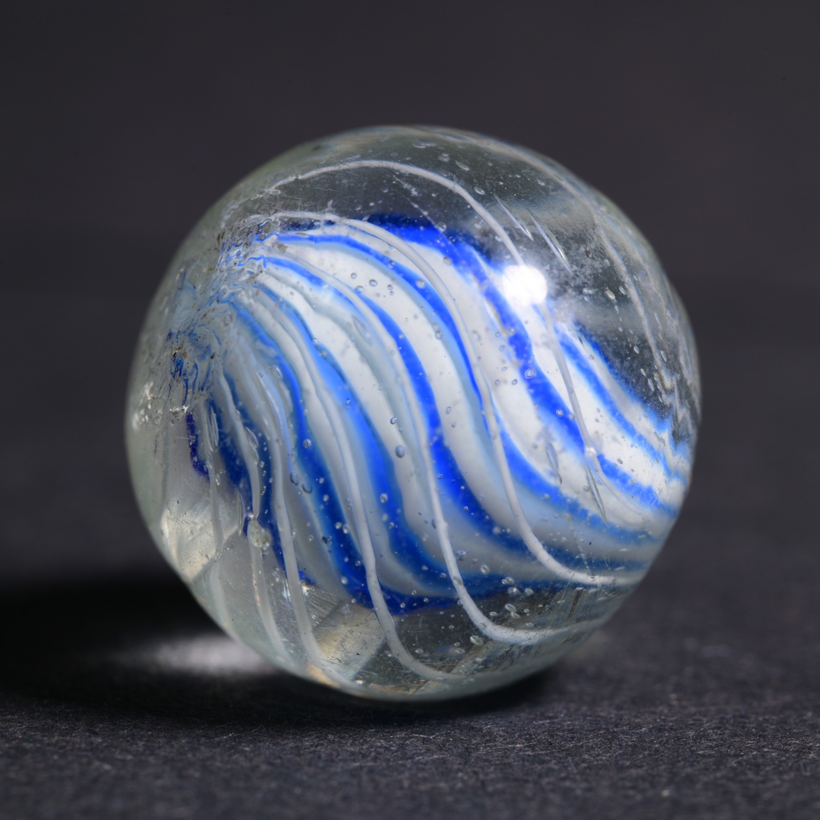 Candy Cane Solid Core German Handmade Antique Marble Caged Cobalt 17.9mm 11/16”