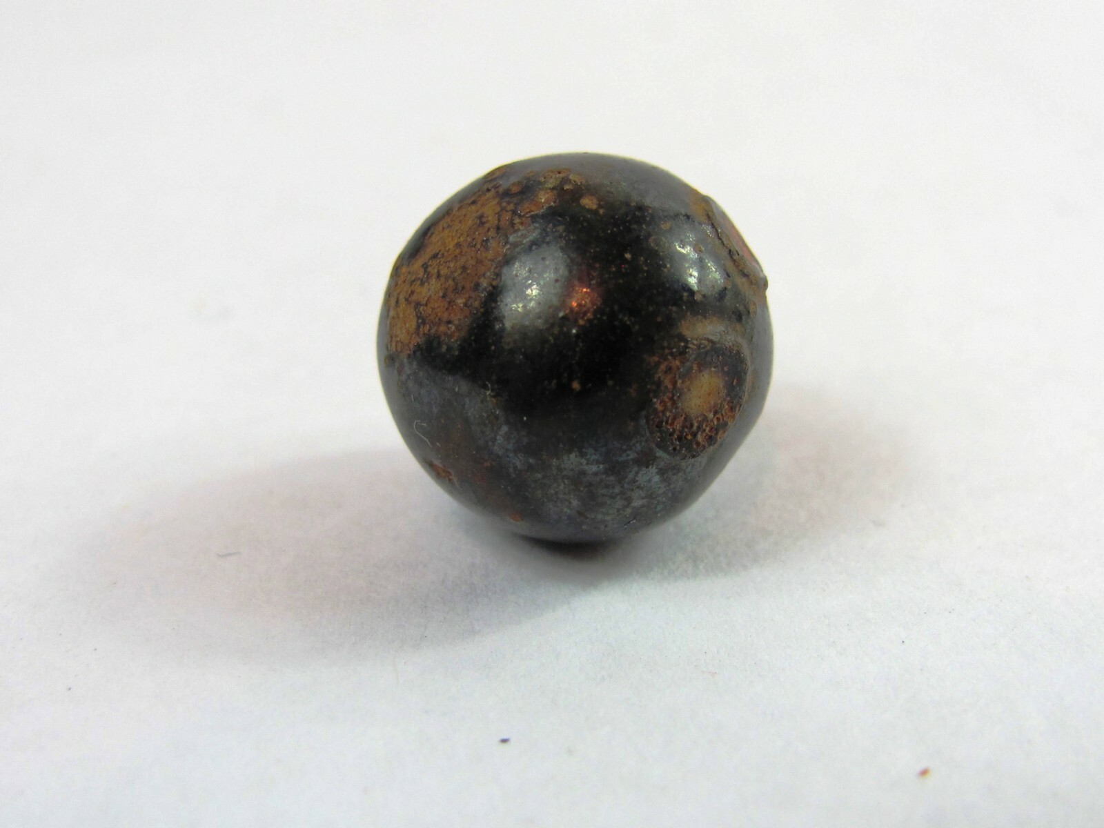 Antique Vintage Marble 5/8″ Black Brown Clay? B131