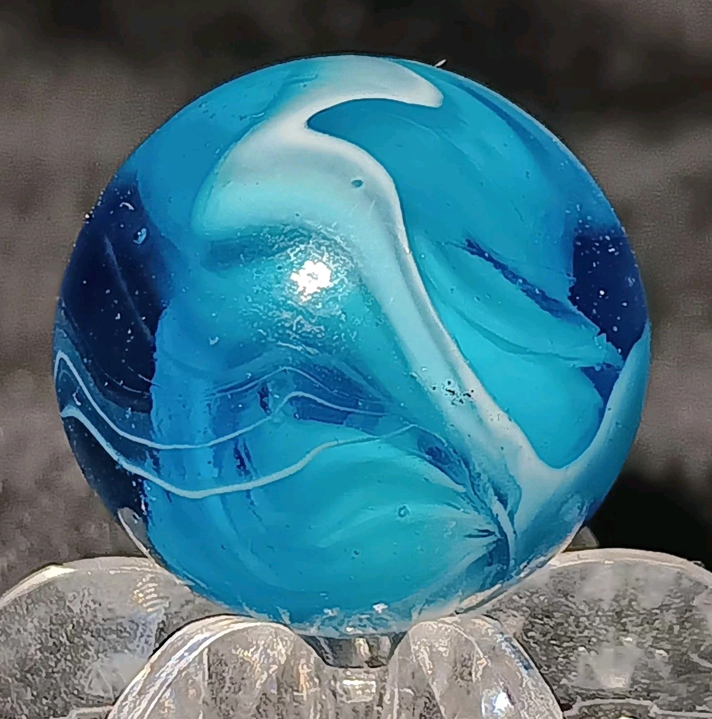 Christensen Agate, CAC Slag Marble. .65″ Wet Mint. Beautiful Electric Example