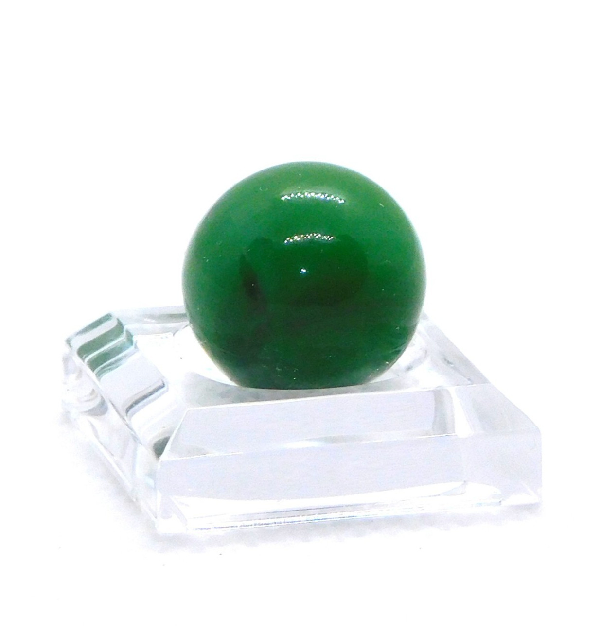 Vintage Glass Marble Small Green Opaque Swirl Melted Pontil Mint 0.55″ #0-116