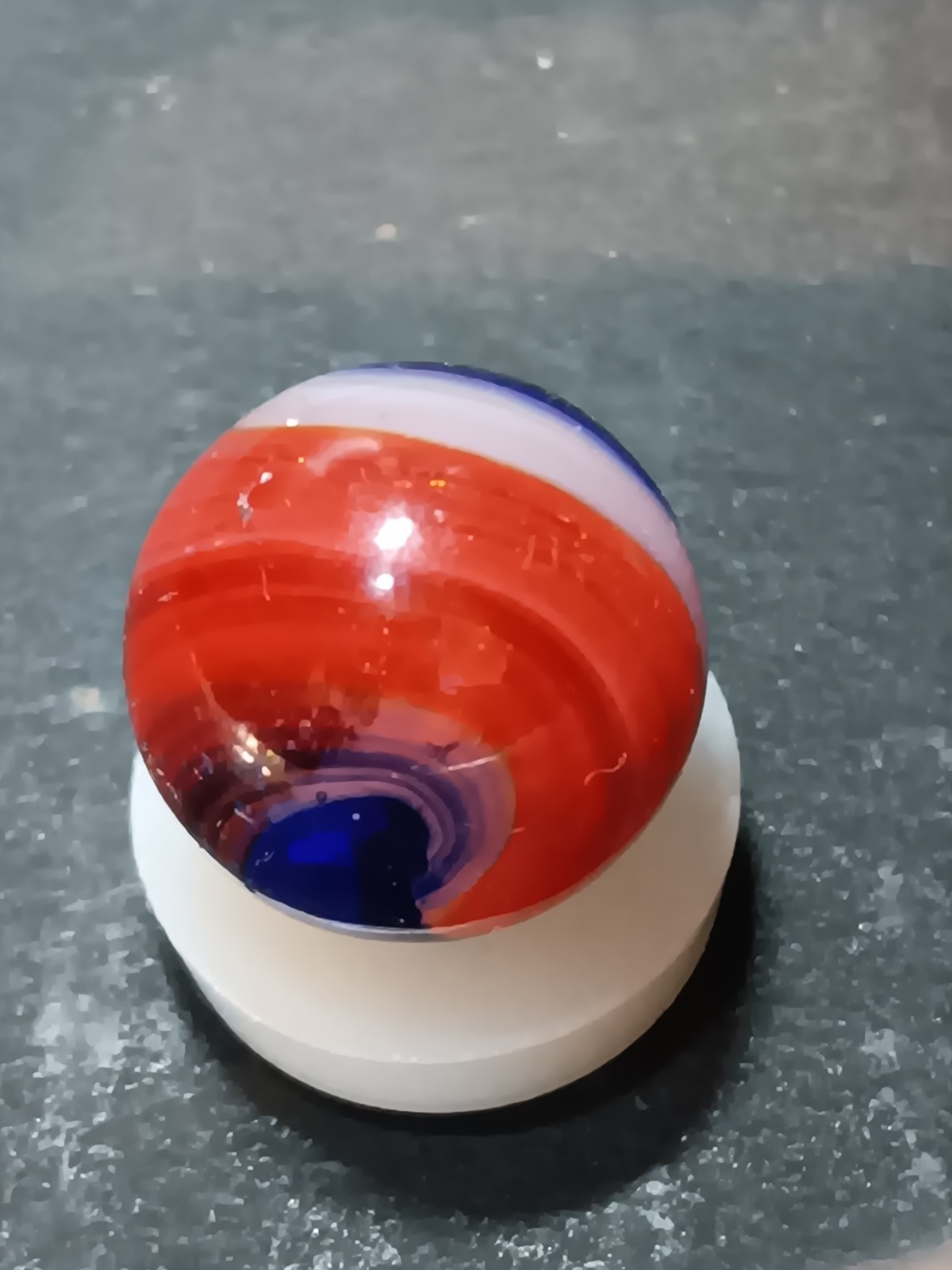 Corkscrew Machine Made Marble Red Blue White Swirl. Akro popeye, mint