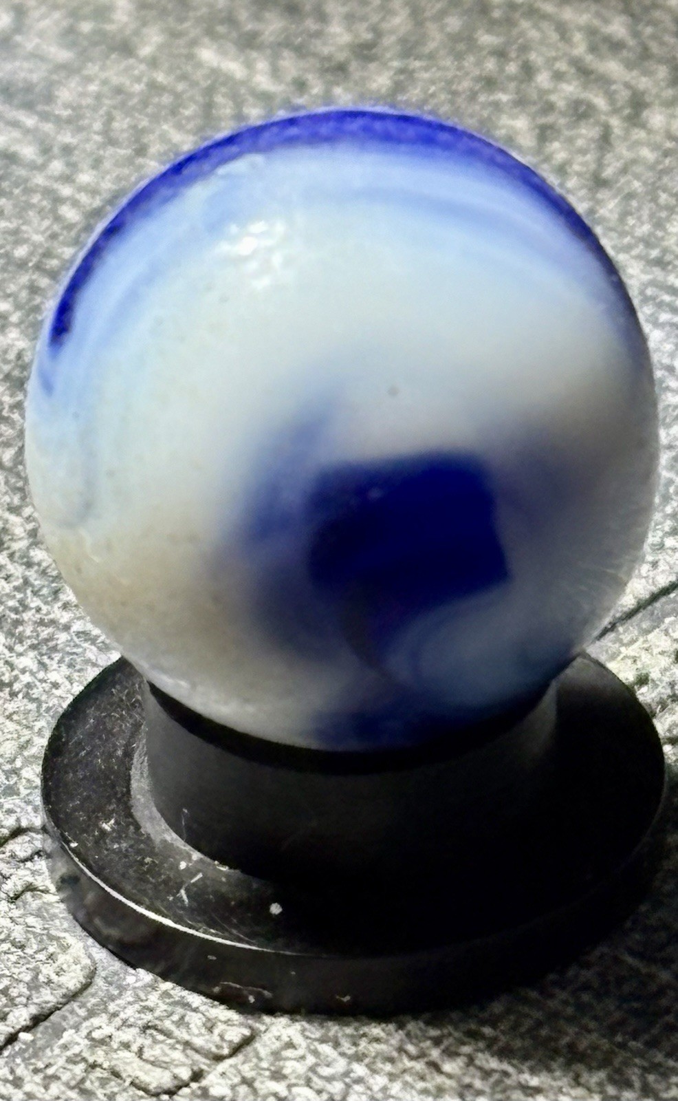 VTG Alley Agate Company Navy Blue & White Swirl Marble .61”see Pics