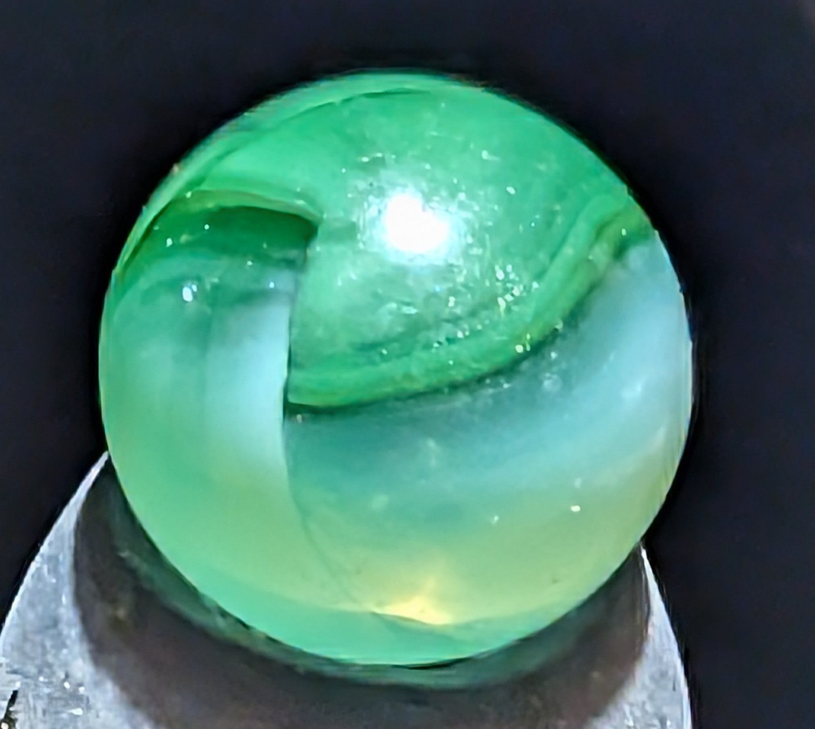 Rare Vitro Agate Fancy Aventurine Conqueror Marble Mint 9.5 Shimmery Green 19/32