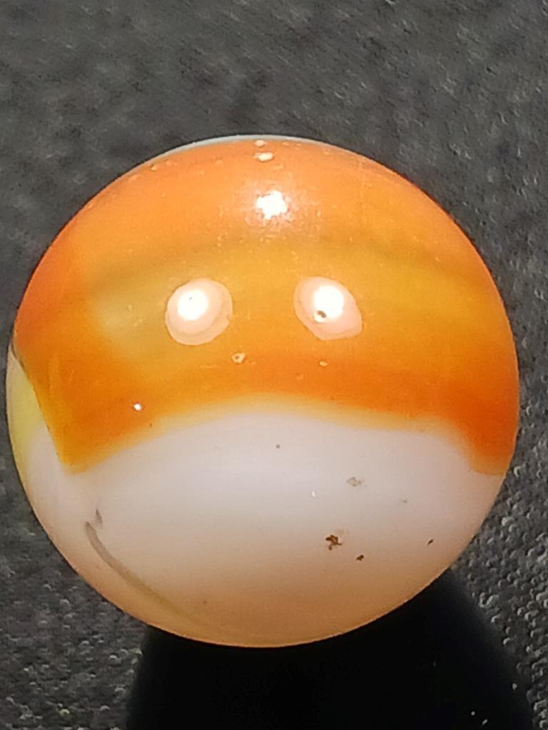 Vitro Agate .55″ Robins Egg Lemon Yellow Orange Tiger Eye NM Serious Marble A236