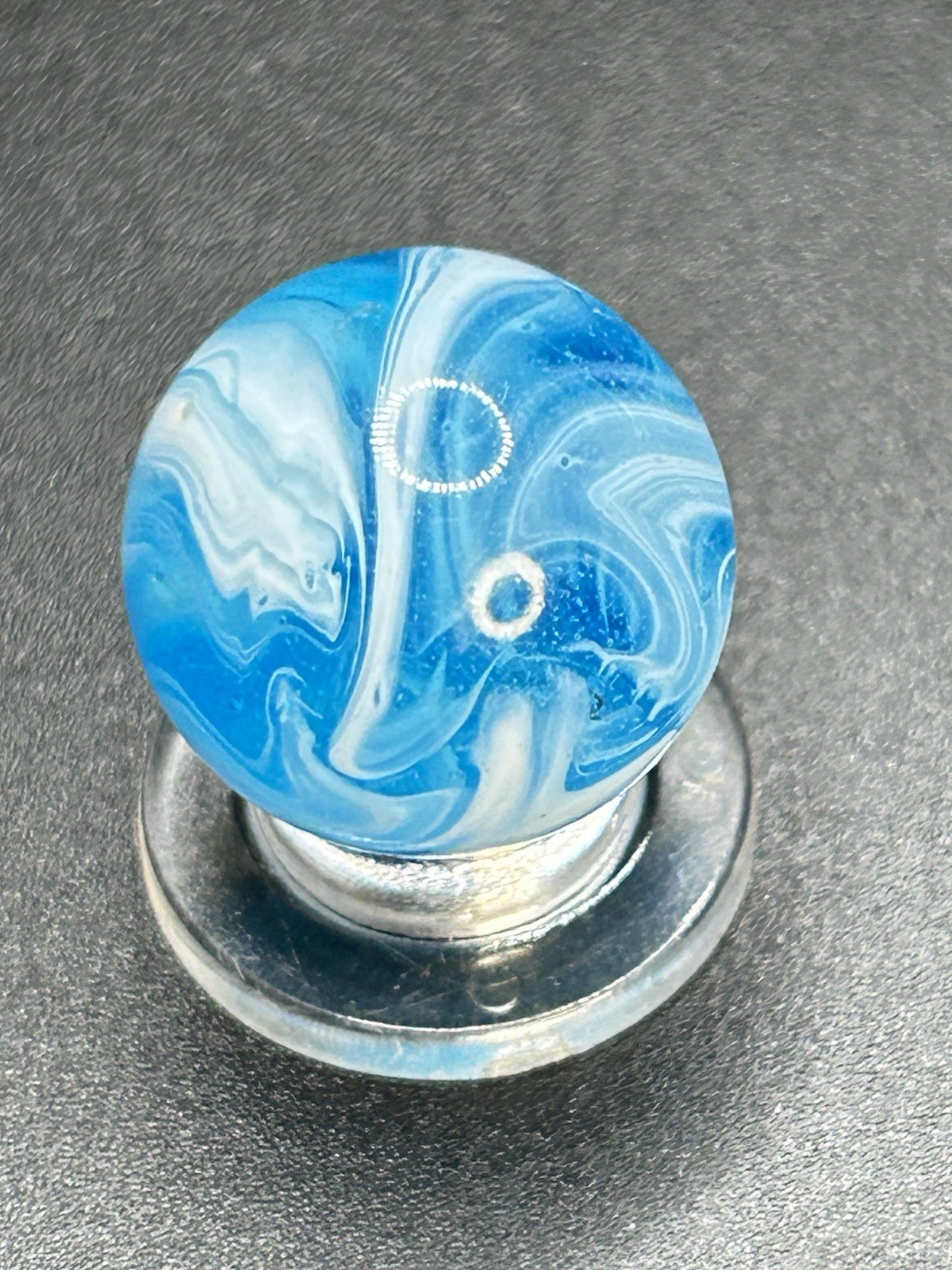 Vintage Christensen Road & Tunnel Marble CAC Aqua Blue Swirl Marble 0.709”