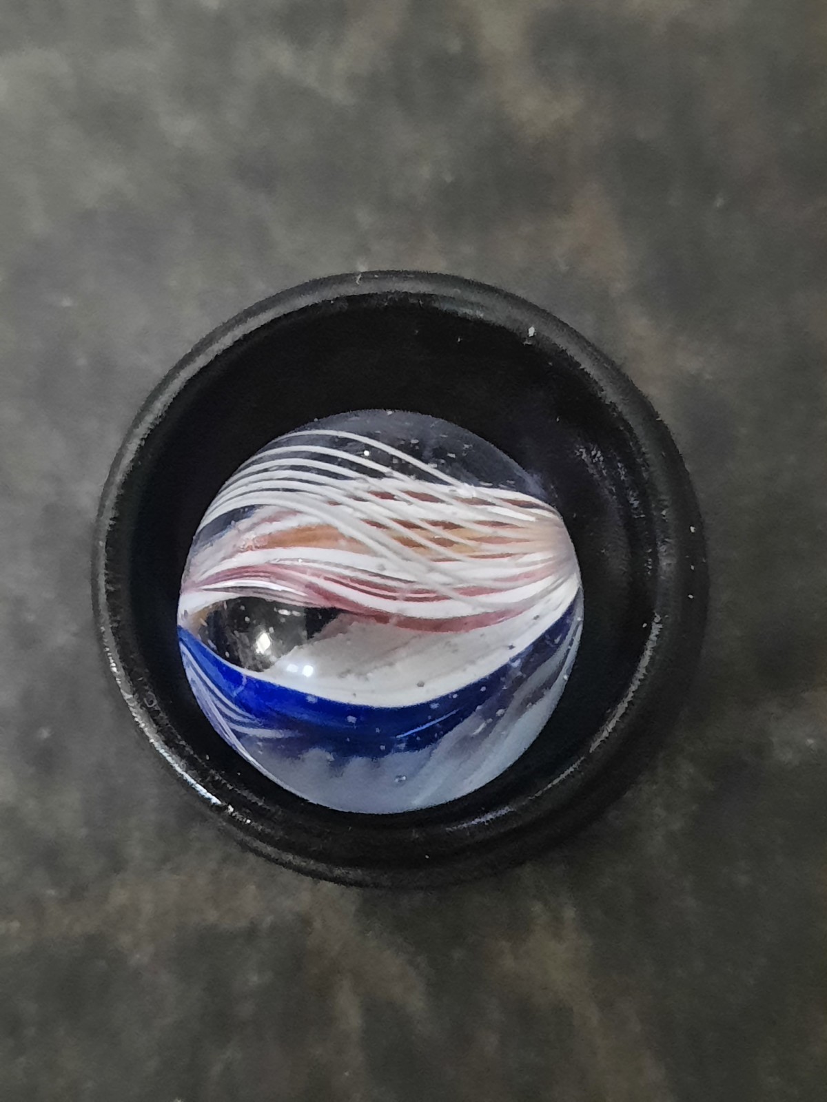 Antique German Ribbon Core Swirl Marble Vibrant Colors Approximately .650