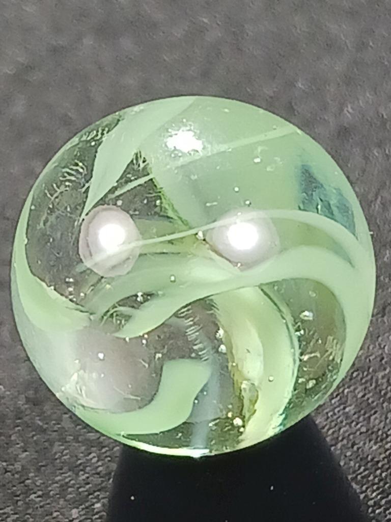 Vitro Agate .58″ Celadon Green Caged Cat’s Eye Near Mint Serious Marble A451