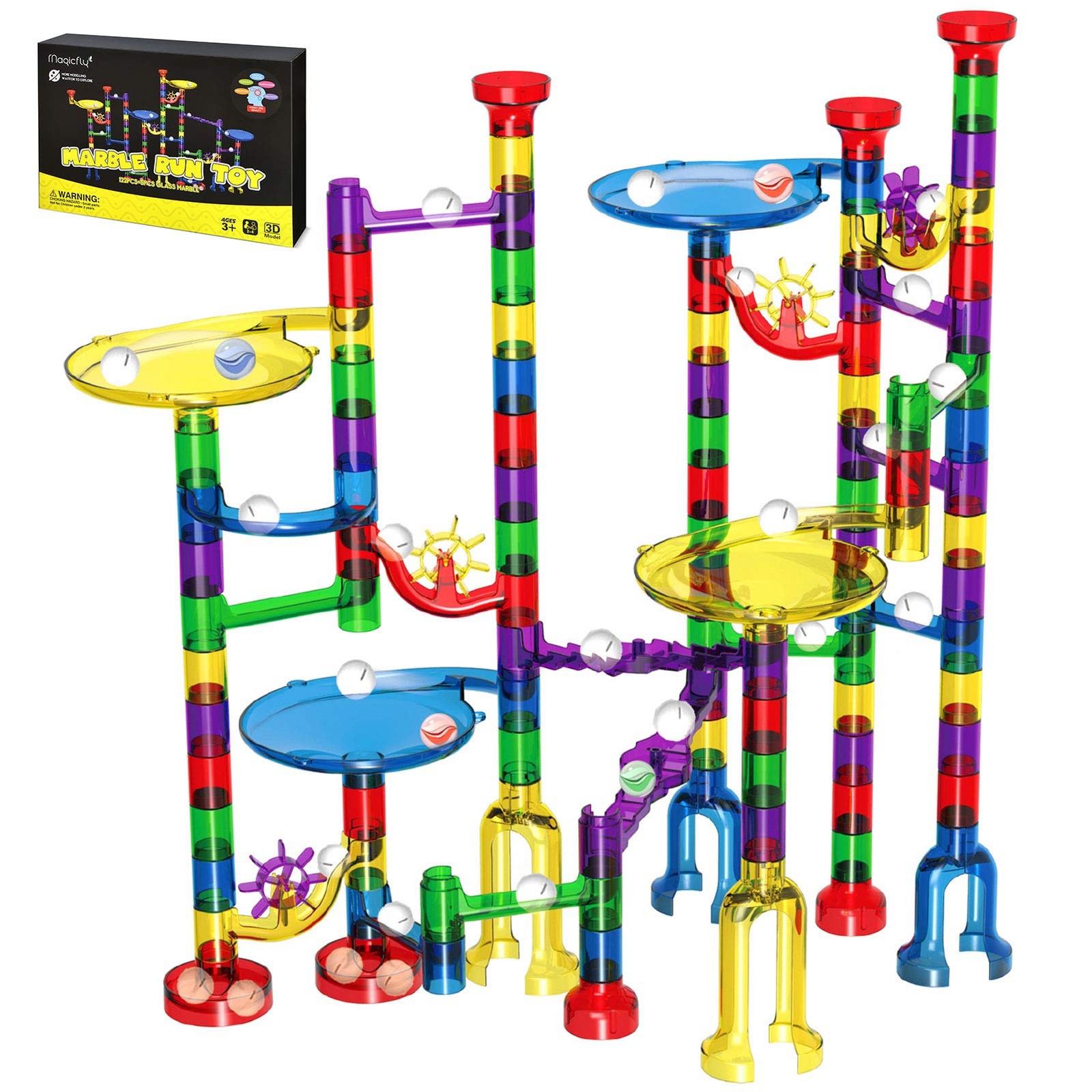 Magicfly Marble Run Set, 127 Pcs Race Track for 127 Pcs, Multi Colors