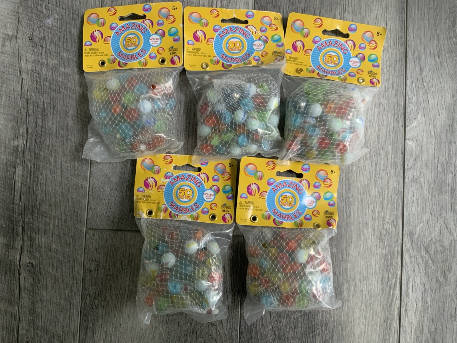 Lot Of 5 Toy Marbles 50 Pack by Imperial Toy #8565 Includes 1 Super Shooter NOS