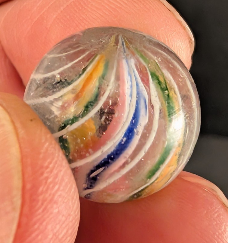 Vintage German Latticinio Core Swirl Marble Glass .759″ (6 colors)