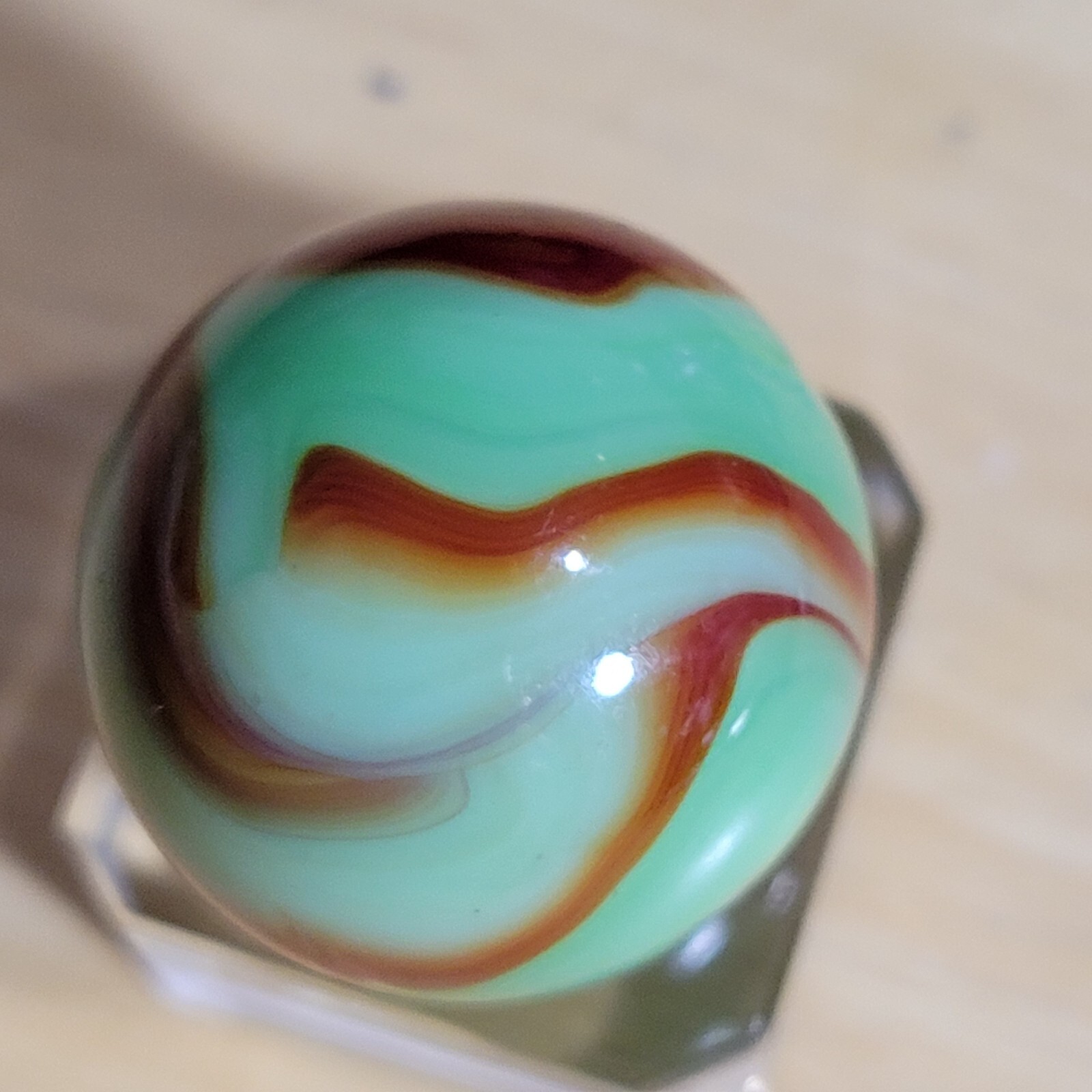 POLISHED MINT ALLEY AGATE WOODLAND CAMO 1932-1936 PENNSBORO BOULDER .949″ 2B/04