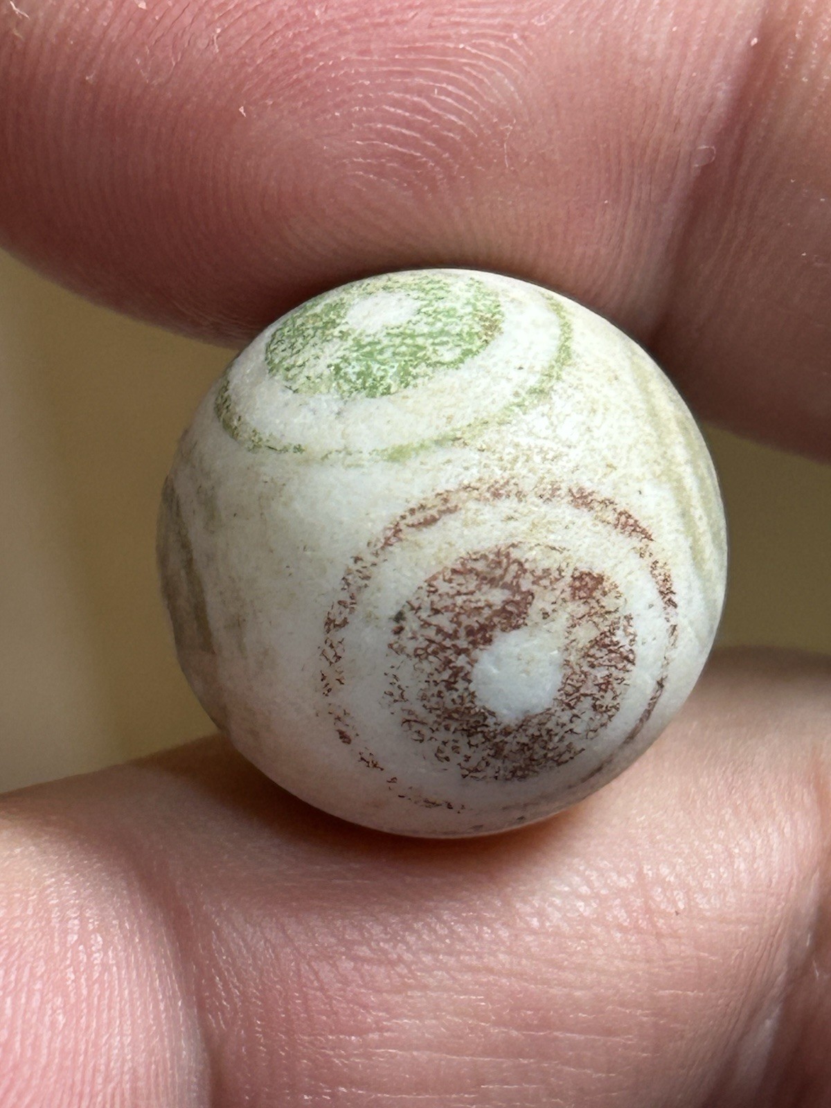 Antique German Handmade Unglazed Bullseye Painted .77 Inch Shooter China Marble