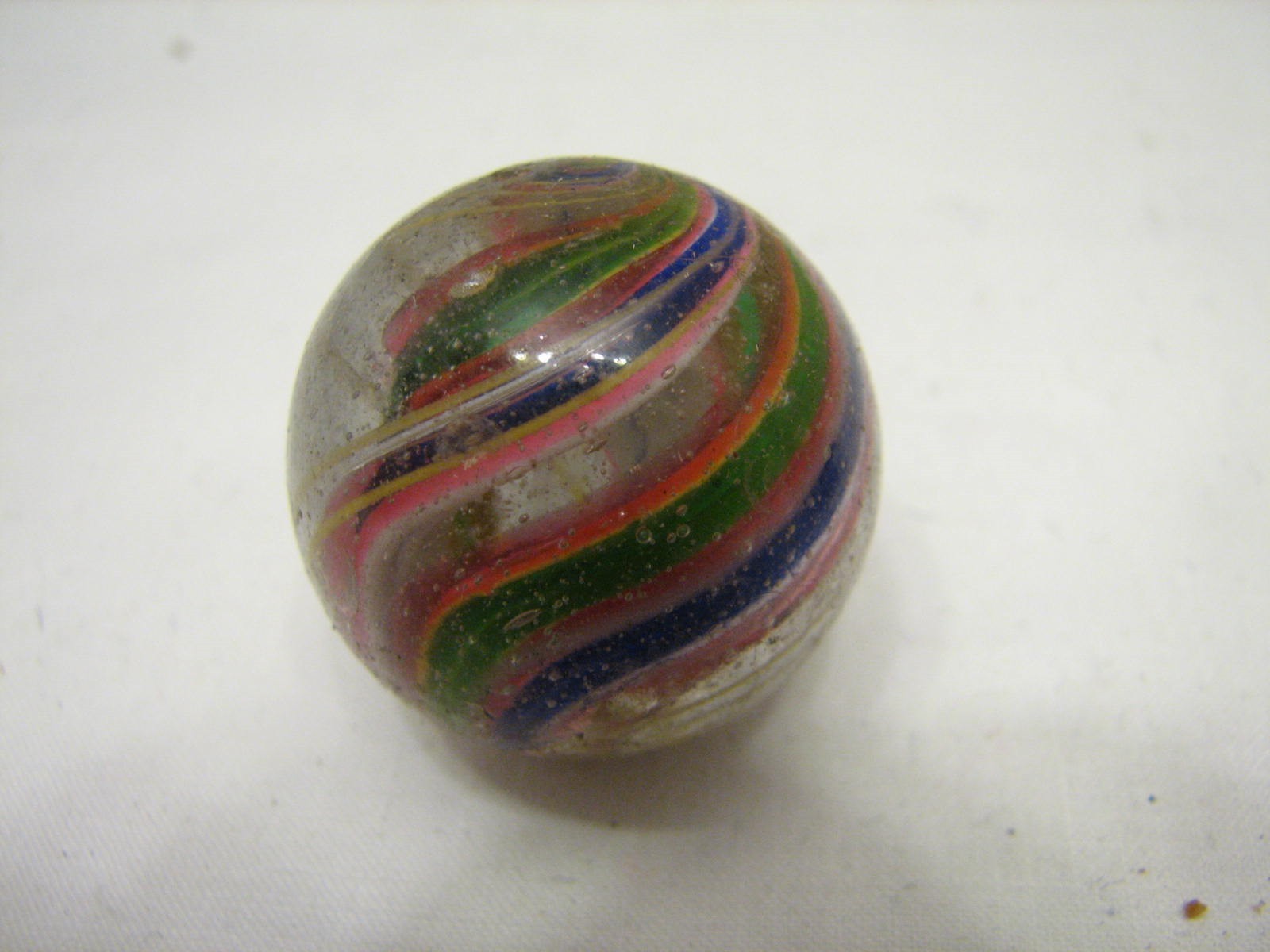 3 Lg Vintage Rainbow Latticino Caged Swirl Marble Blue Pink Green Yellow Shooter