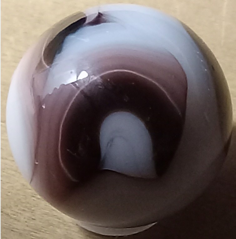 Vintage Marble Premium RAVENSWOOD WV Swirl White Plum Brown 9/16″ NM 1940S-50S