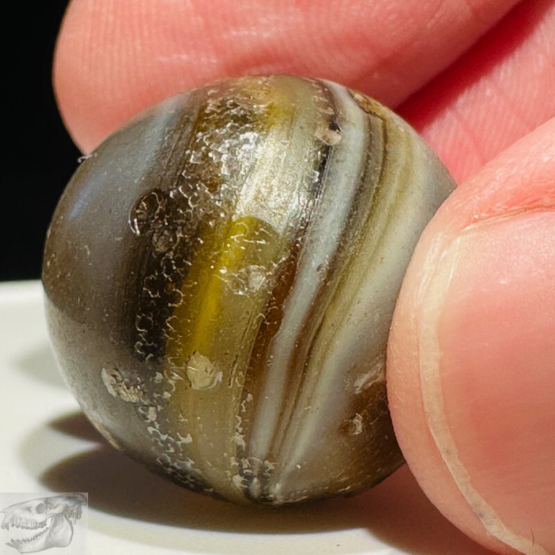 Handmade Caramel Swirl Marble, 3/4 in, Germany, 1860-1920, Good+ Cond., S805