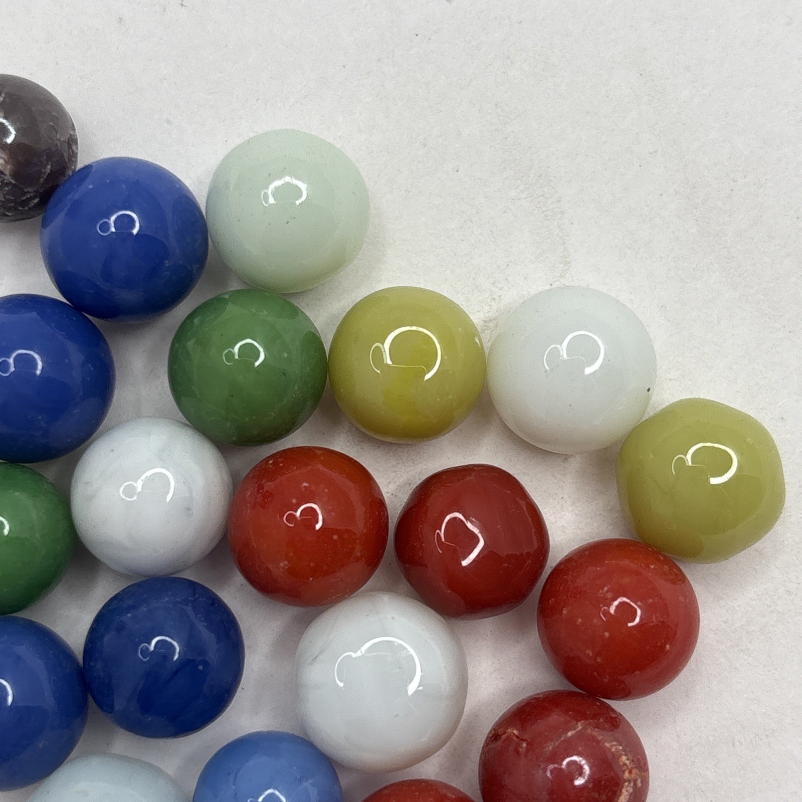 Vintage Bright Color Glass Marbles Lot of 25 Peewee Size B5 Some Imperfections