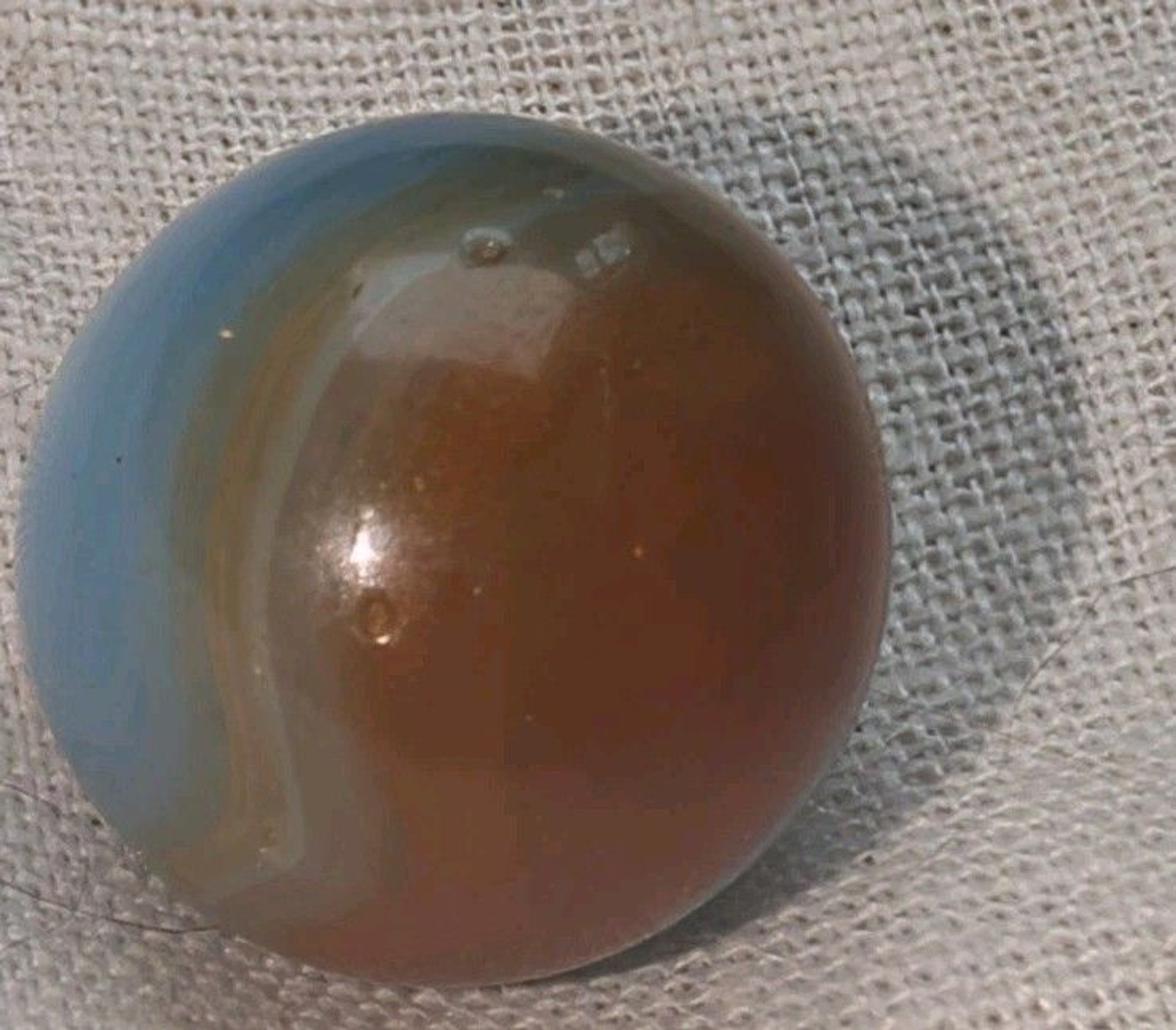 Vintage Peltier NLR Marble .59” Blue White Orange Swirl National Line Rainbo