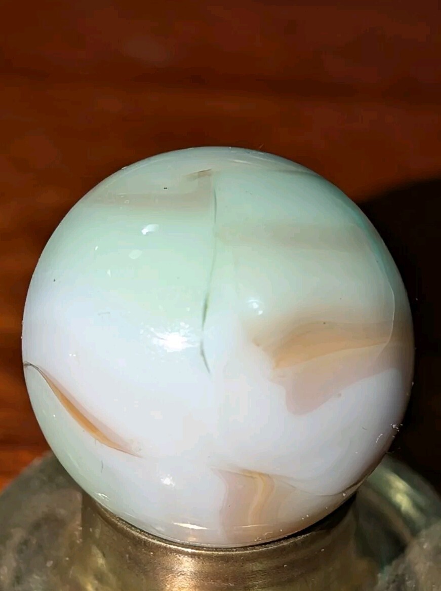 Alley Agate Swirl Marble, Rare Colors!! Pistachio Green & Tan, (.66) UV Reactive