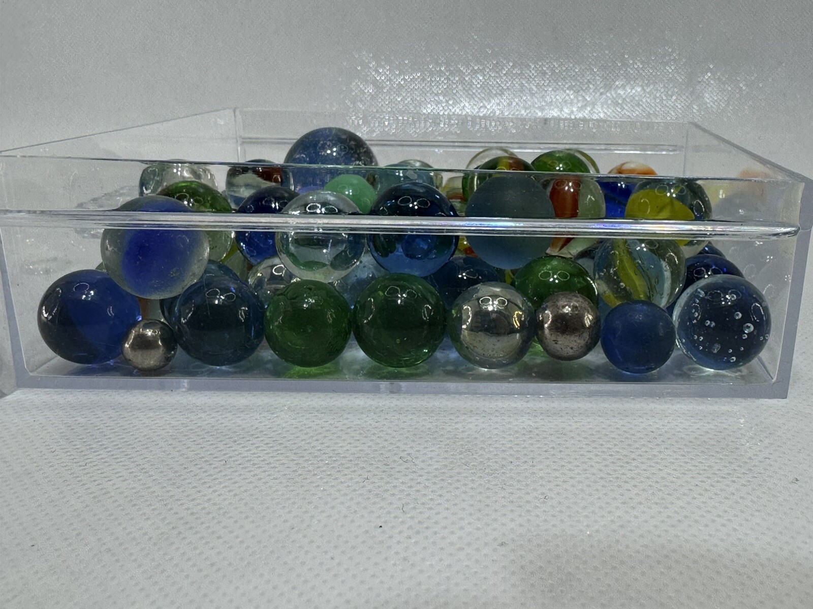 Vintage Assorted Marble Lot 71 Glass 3 Metal Plus Acrylic Case