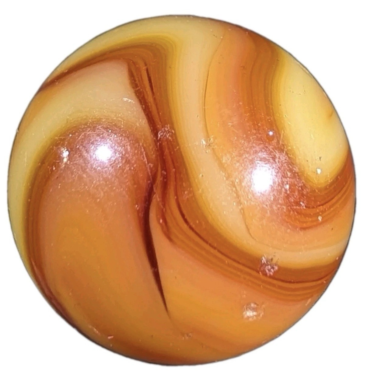 Alley Agate Co Swirl Flame WV Swirl Vintage Marble 21/32”