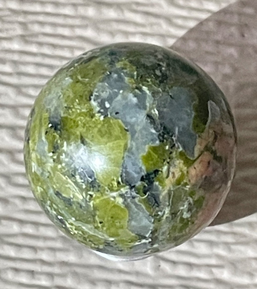 Polished Hand Faceted 30 mm Unakite Crystal Sphere