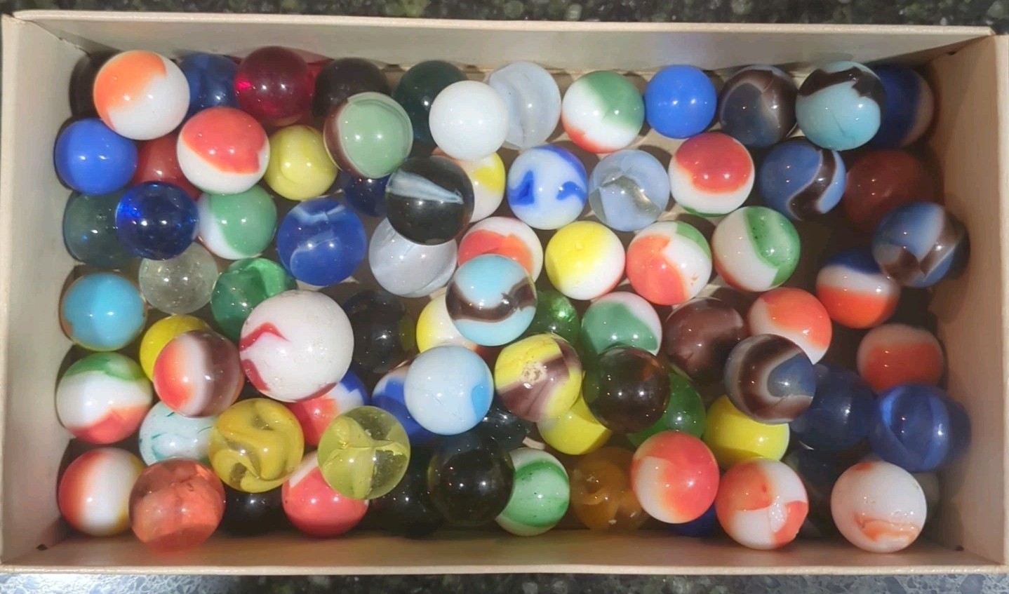 Lot Of Vintage Glass marbles. CAC, Akron agate, Peltier, Vitro Etc. 98Total