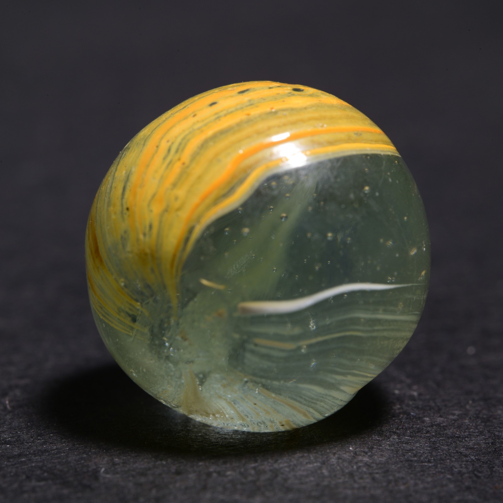 Indian Marble German Handmade Antique 2-Panel Ice & Egg Yolk 15.1mm 19/32”