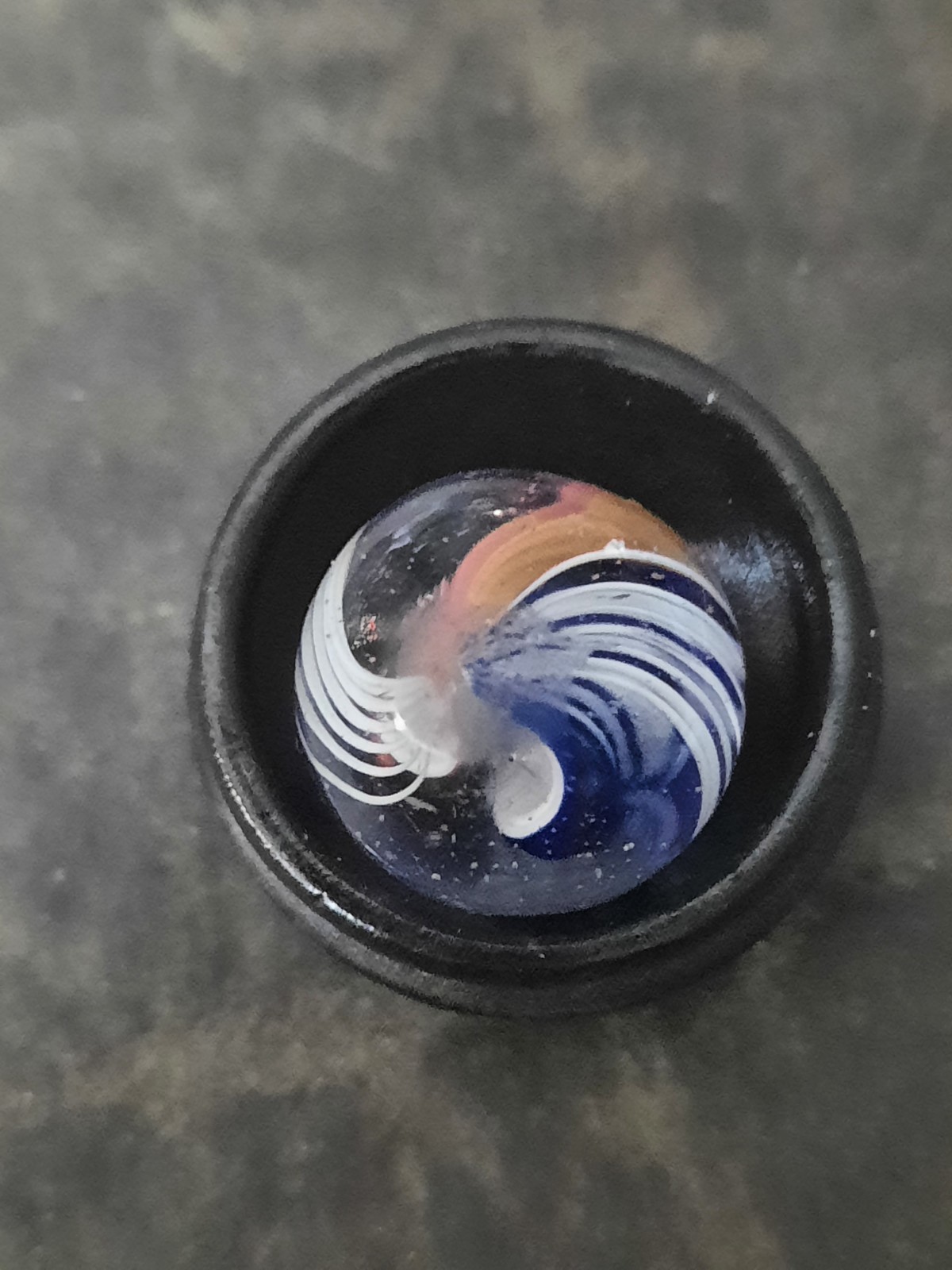Antique German Ribbon Core Swirl Marble Vibrant Colors Approximately .650
