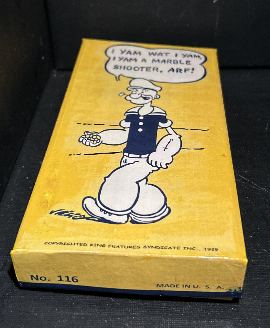 Akro Agate Popeye Box Repro Box No 116 Yellow