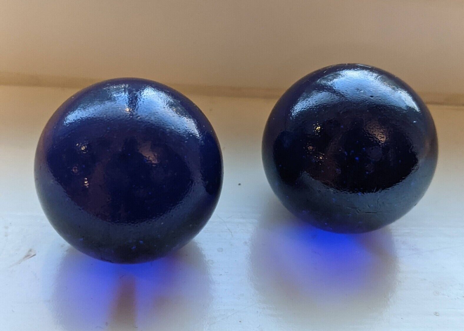 2 Large 10 Medium Blue Purple Iridescent Marbles