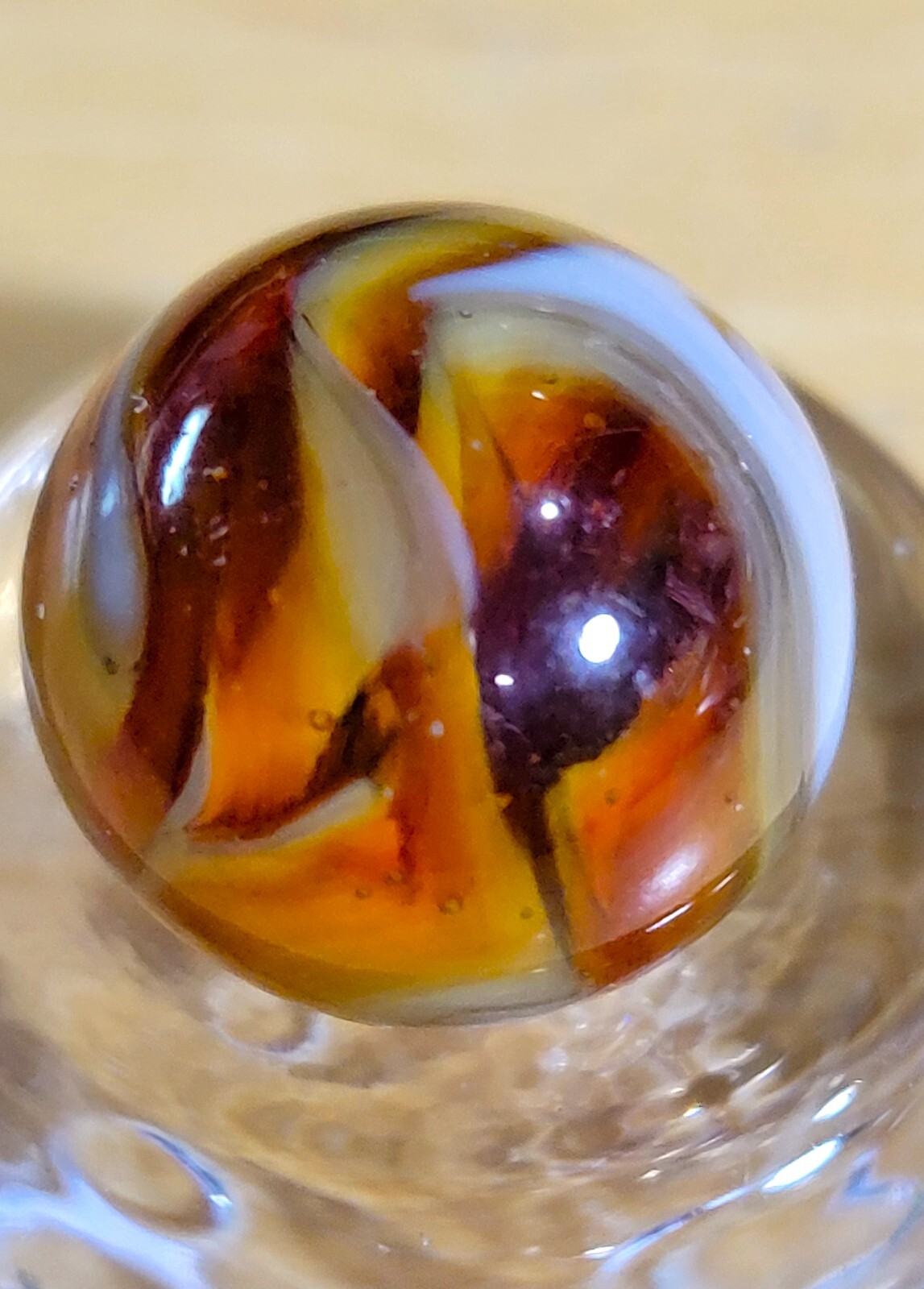 CAC M.F. CHRISTENSEN 0.66 AGATE CO. 1925-33 AMBER SWIRL FLAMES NM/MT +- MA1