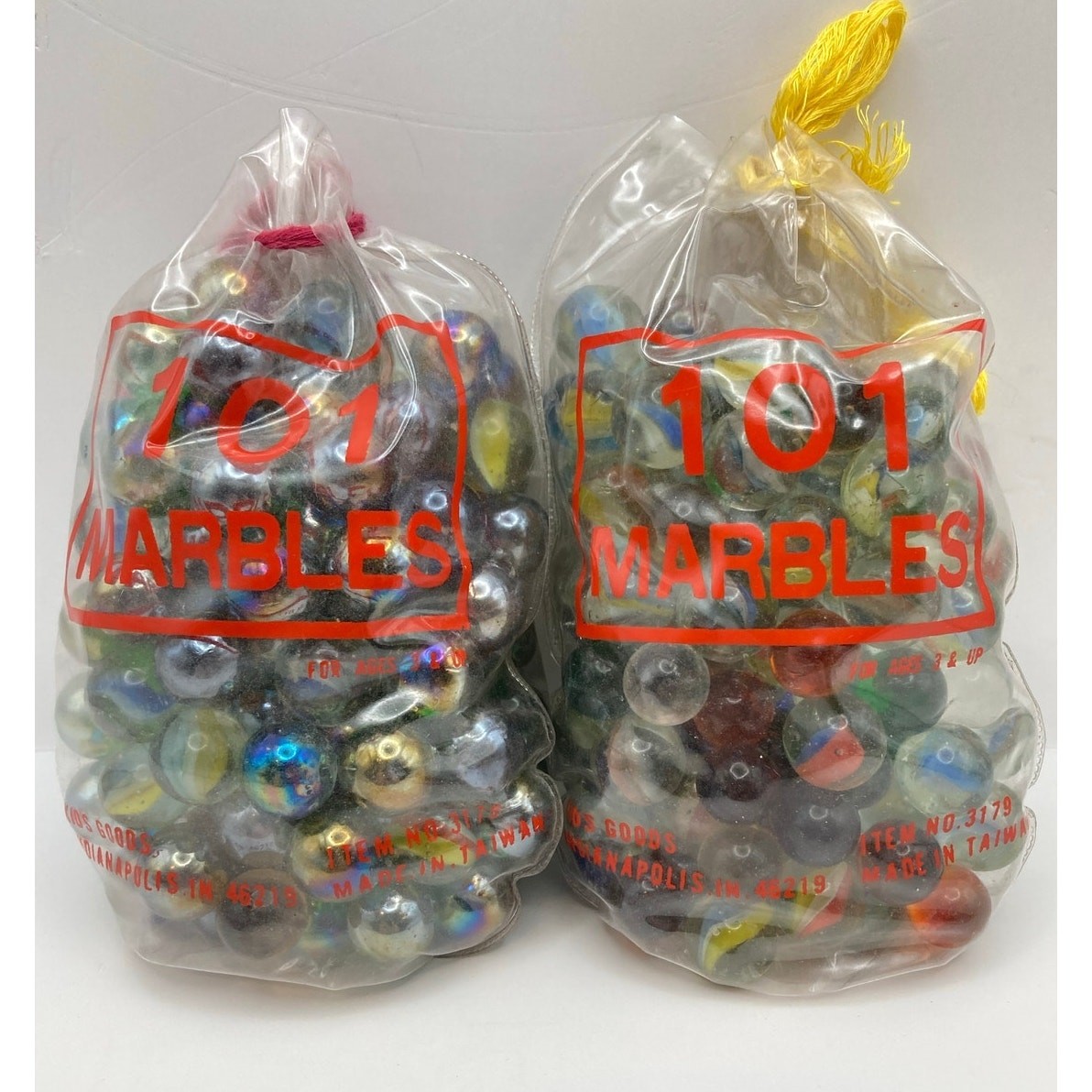 Vintage Bags of Marbles-Lot of 2 Draw String Pouches Kids Goods – Not Counted