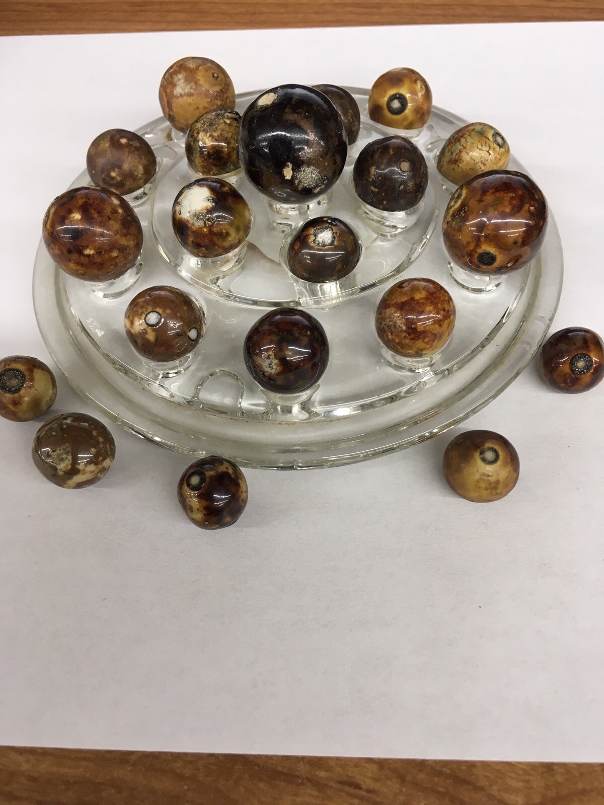 Antique Marble LOT- Brown Bennington Crockery Clay Marbles 20 Total