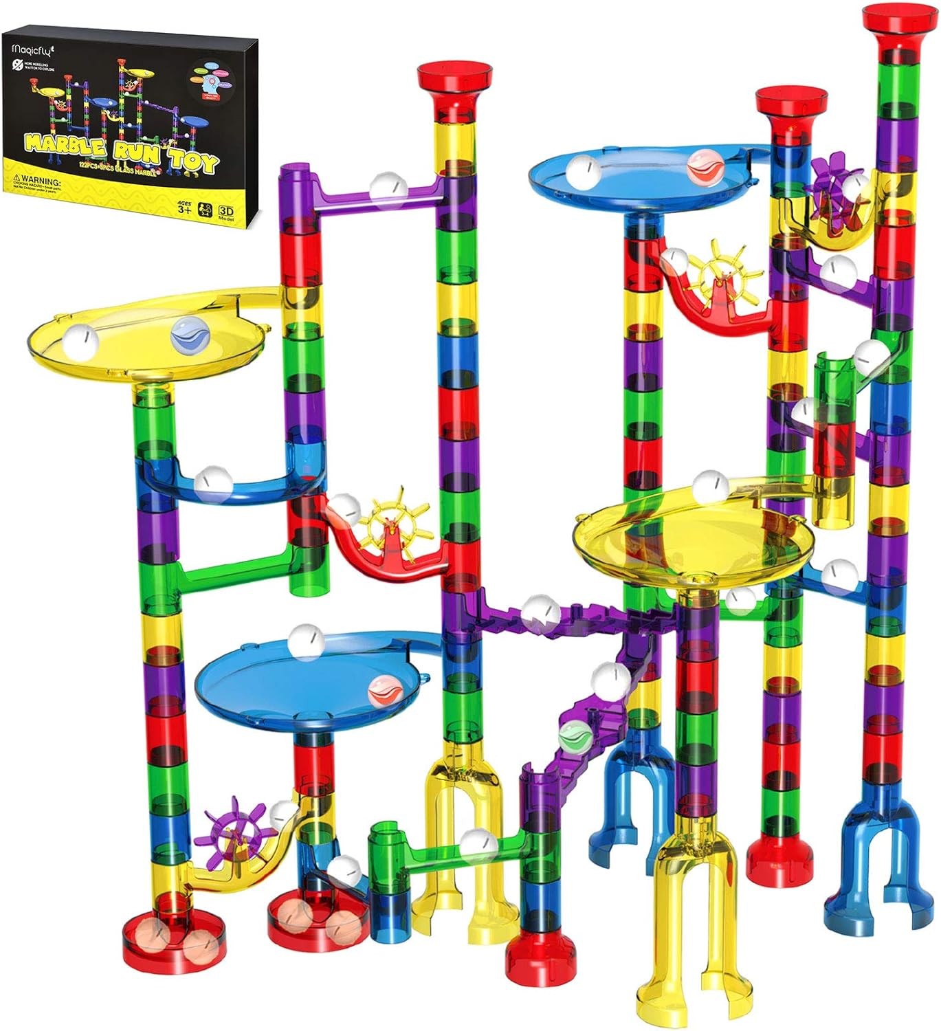 Magicfly Marble Run Set, 127 Pcs Race Track for Kids with Glass…