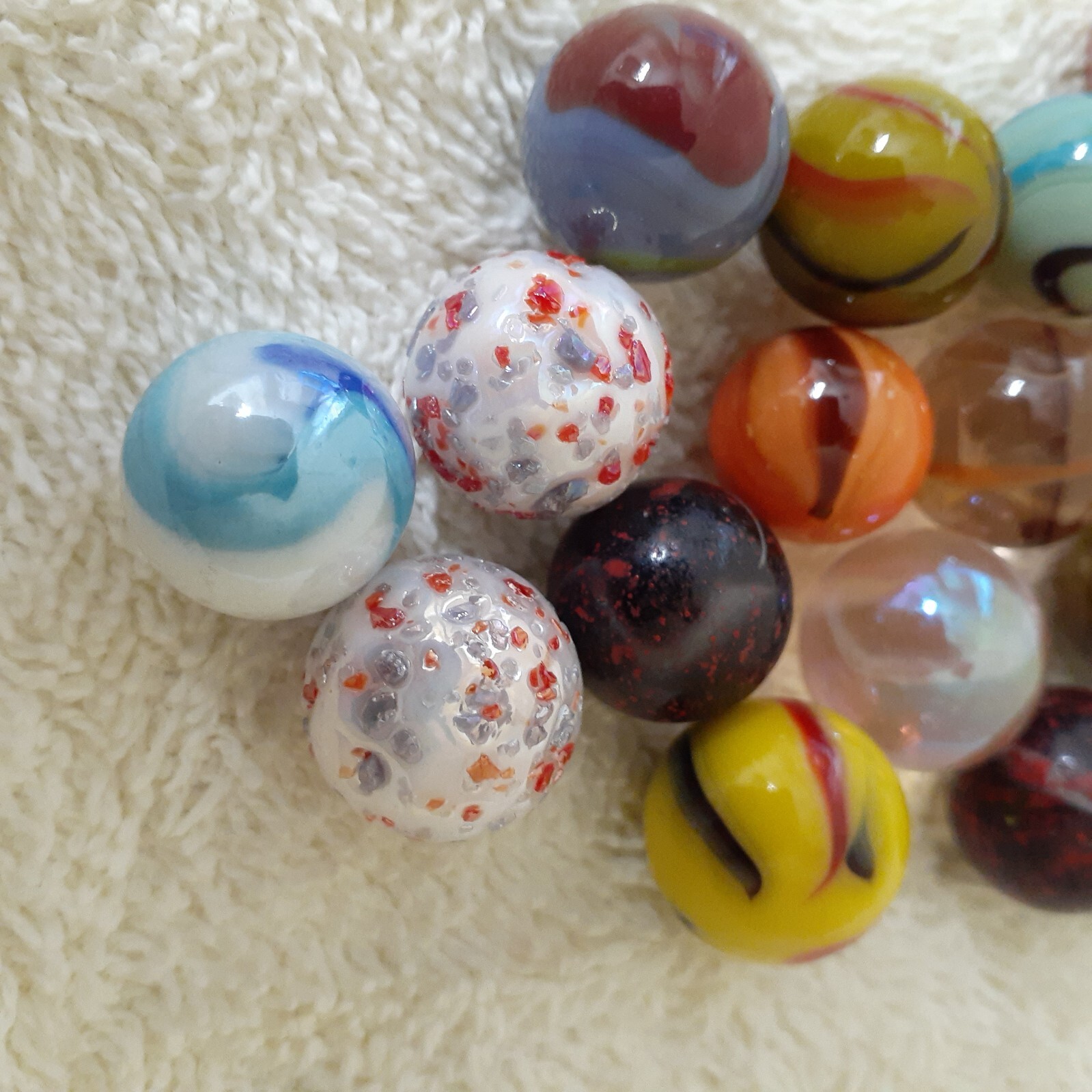 Vintage Glass Marbles Lot Bag Pouch